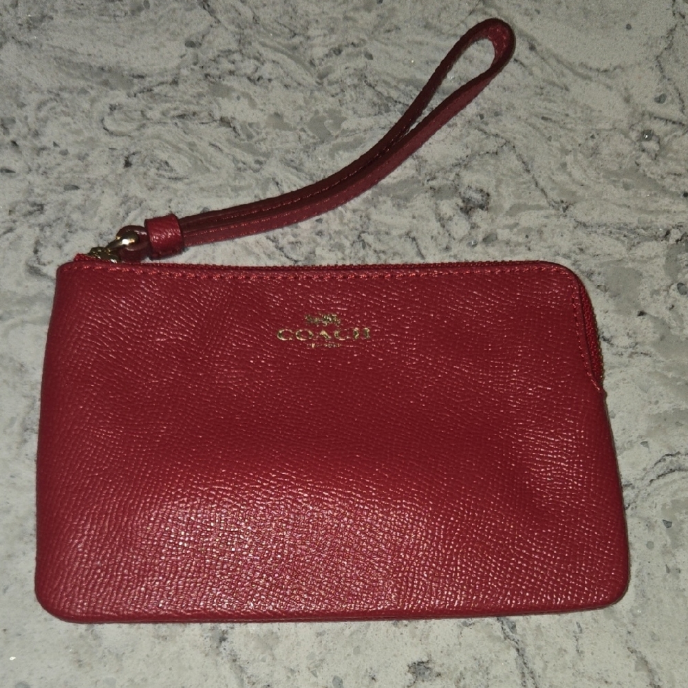 Coach Cherry Red Leather Wristlet